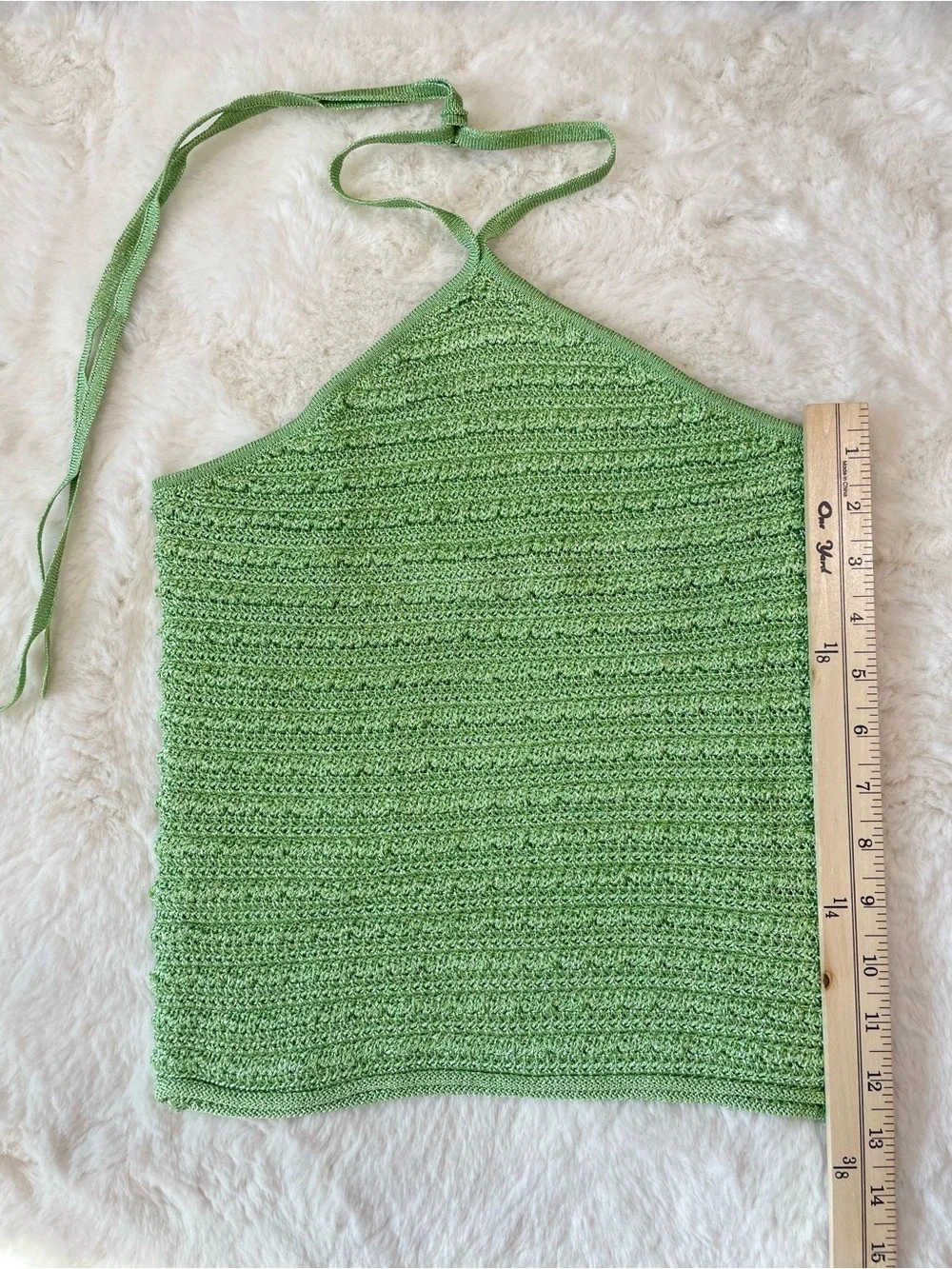 Mango Light Green Crochet Halter Tank - Picture 3 of 7